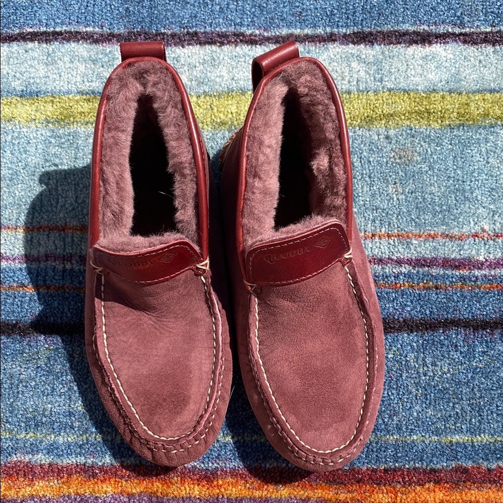 Quoddy Men's Suede Moccasins - Burgundy sz 6 men 8 women